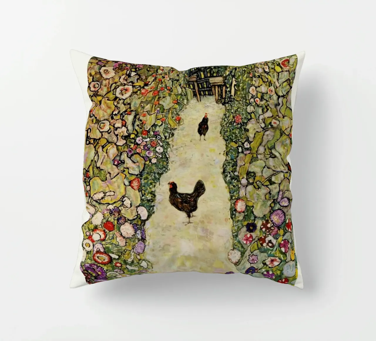 Klimt - Garden Path with Hens cuscino da ARTOTHEK
