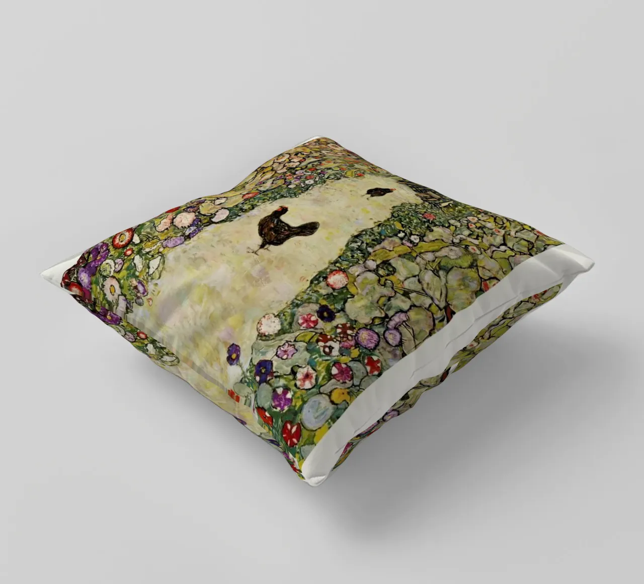 Klimt - Garden Path with Hens cuscino da ARTOTHEK