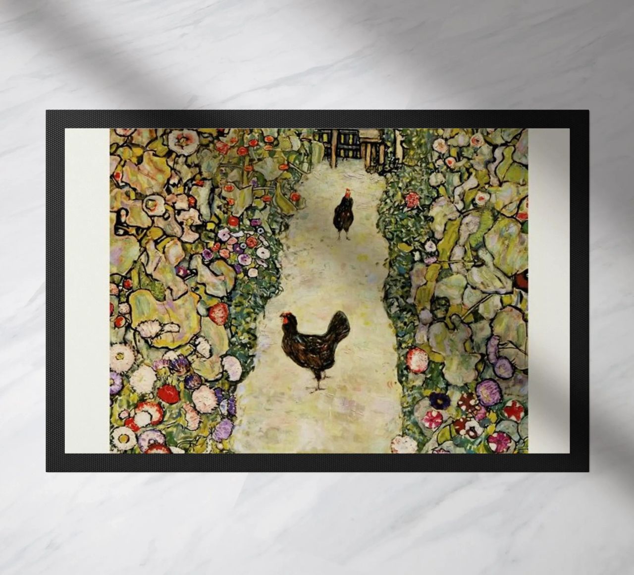 Klimt - Garden Path with Hens felpudo de ARTOTHEK