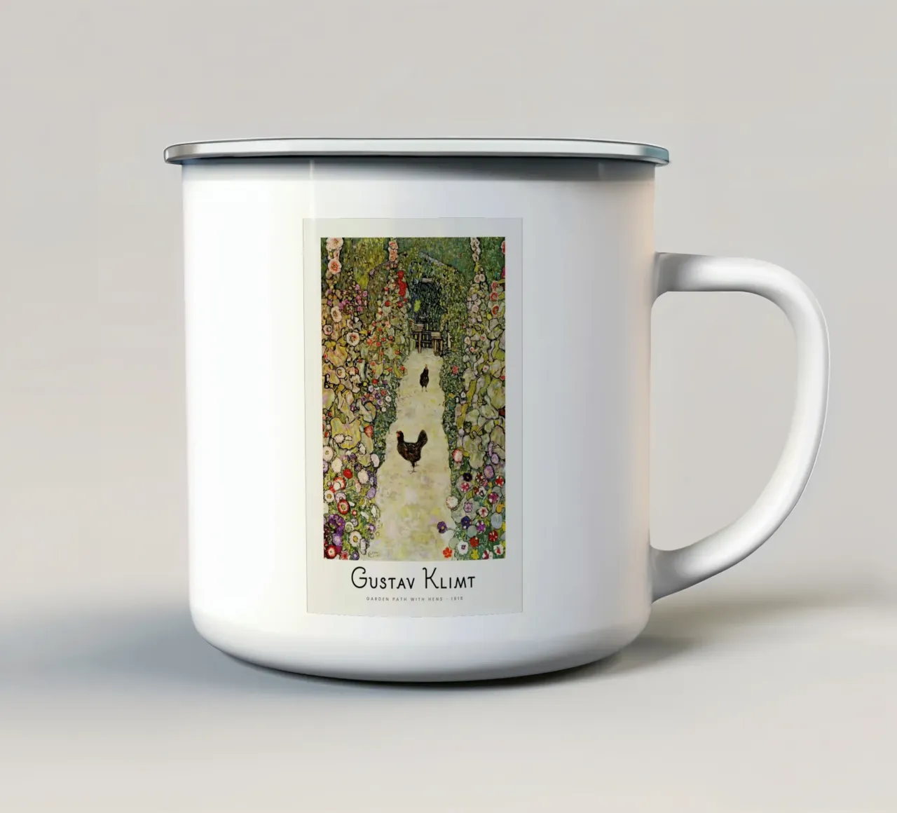 Klimt - Garden Path with Hens emaille mok van ARTOTHEK