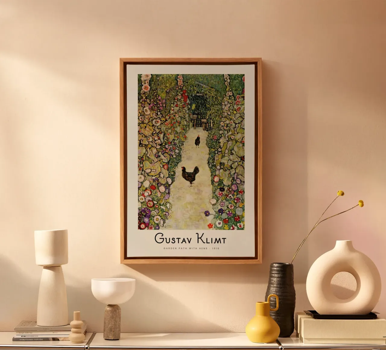 Klimt - Garden Path with Hens tela con Cornice a cassetta da ARTOTHEK