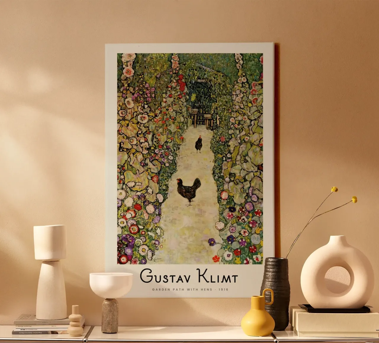 Klimt - Garden Path with Hens tela con Cornice a cassetta da ARTOTHEK