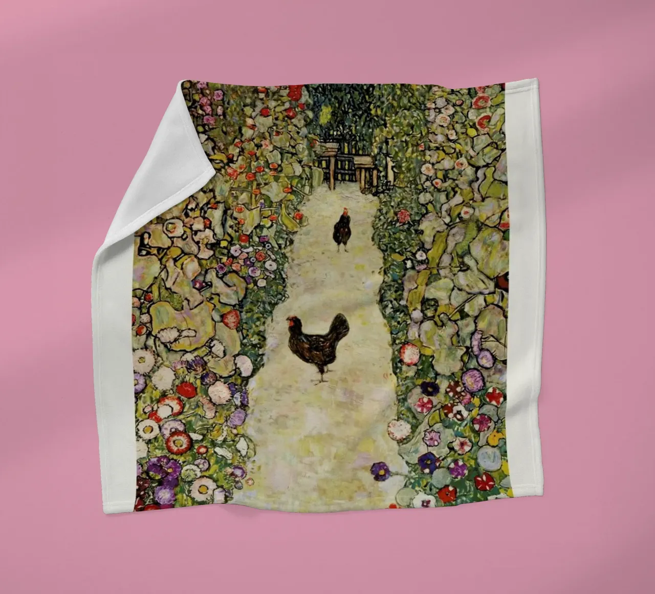 Klimt - Garden Path with Hens coperta in pile da ARTOTHEK
