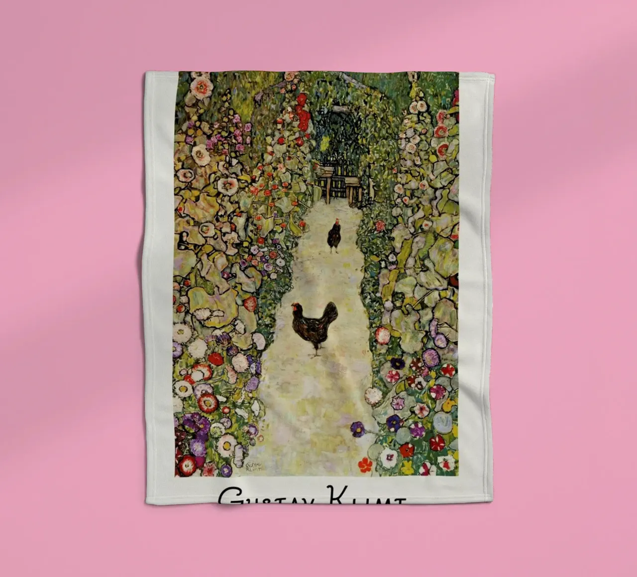 Klimt - Garden Path with Hens coperta in pile da ARTOTHEK