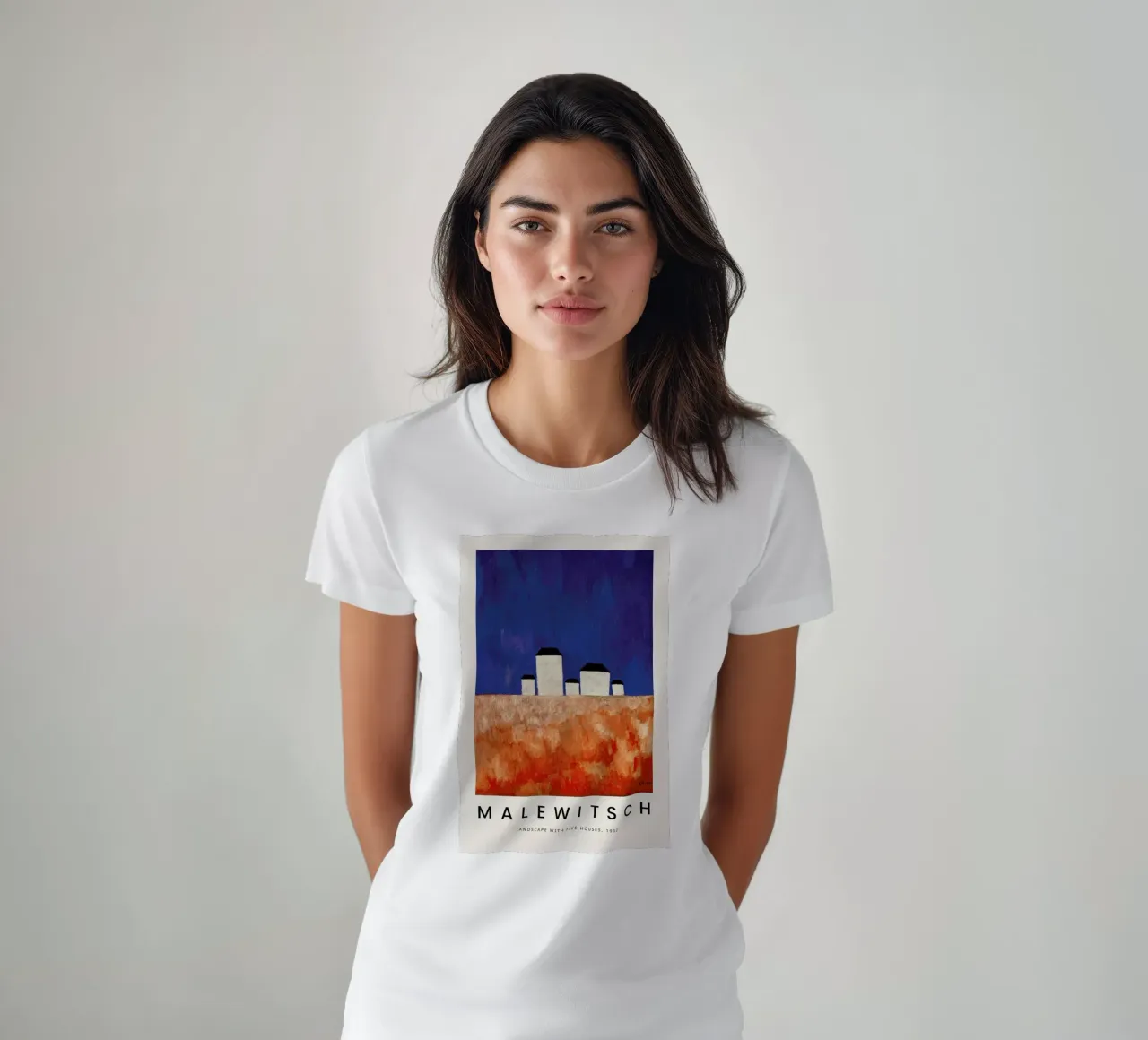 Malewitsch - Landscape with Five Houses t-shirt da ARTOTHEK