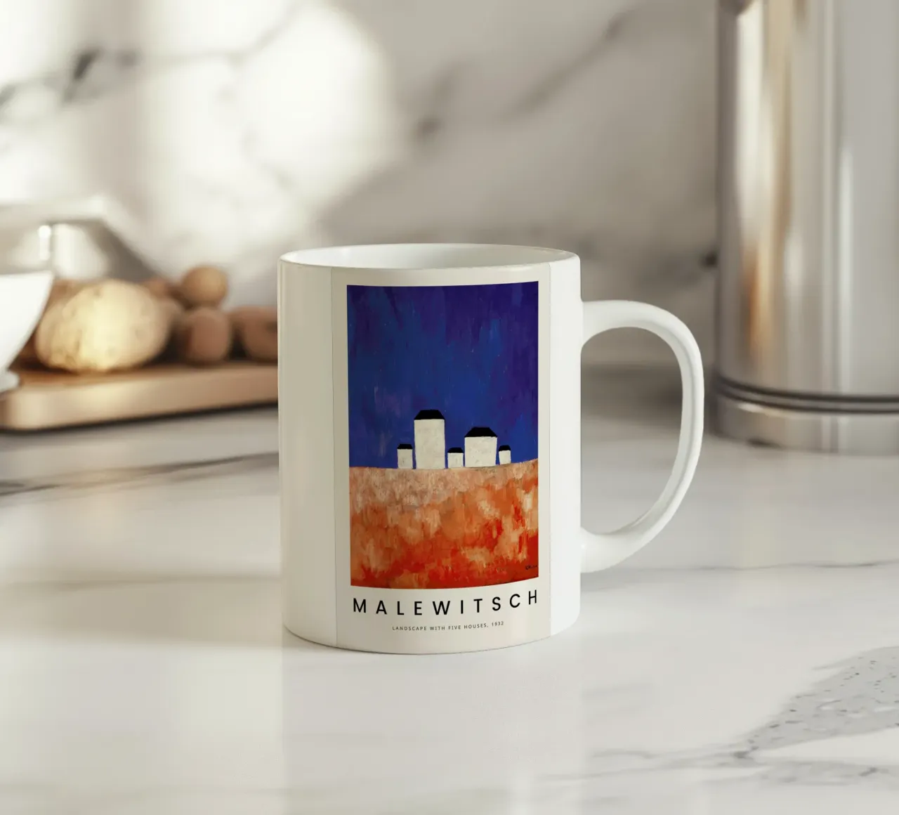 Malewitsch - Landscape with Five Houses tazza in ceramica da ARTOTHEK