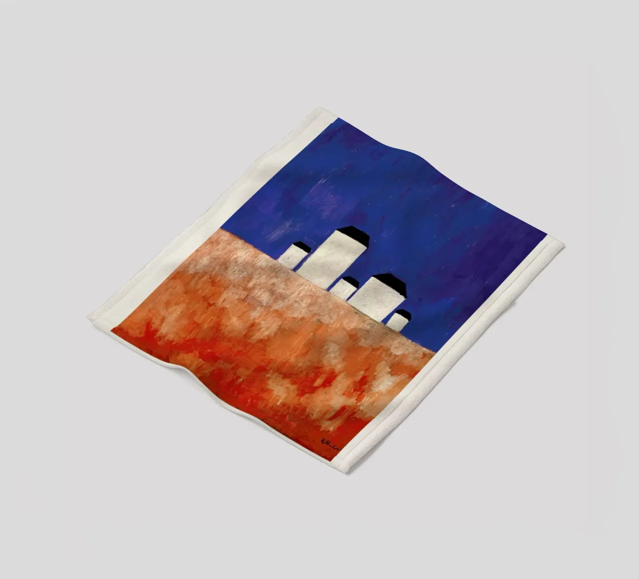Malewitsch - Landscape with Five Houses coperta in pile da ARTOTHEK