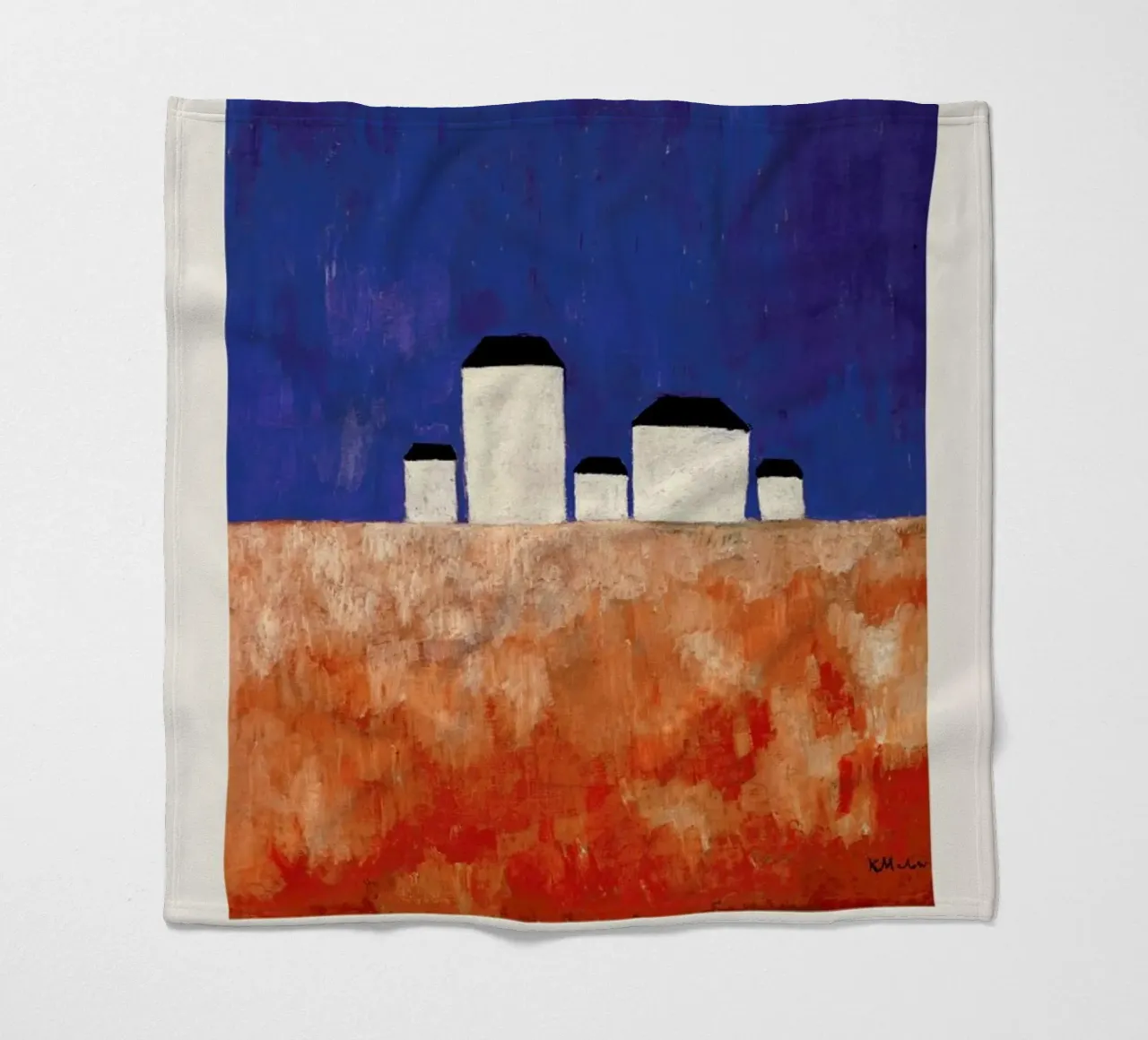 Malewitsch - Landscape with Five Houses coperta in pile da ARTOTHEK