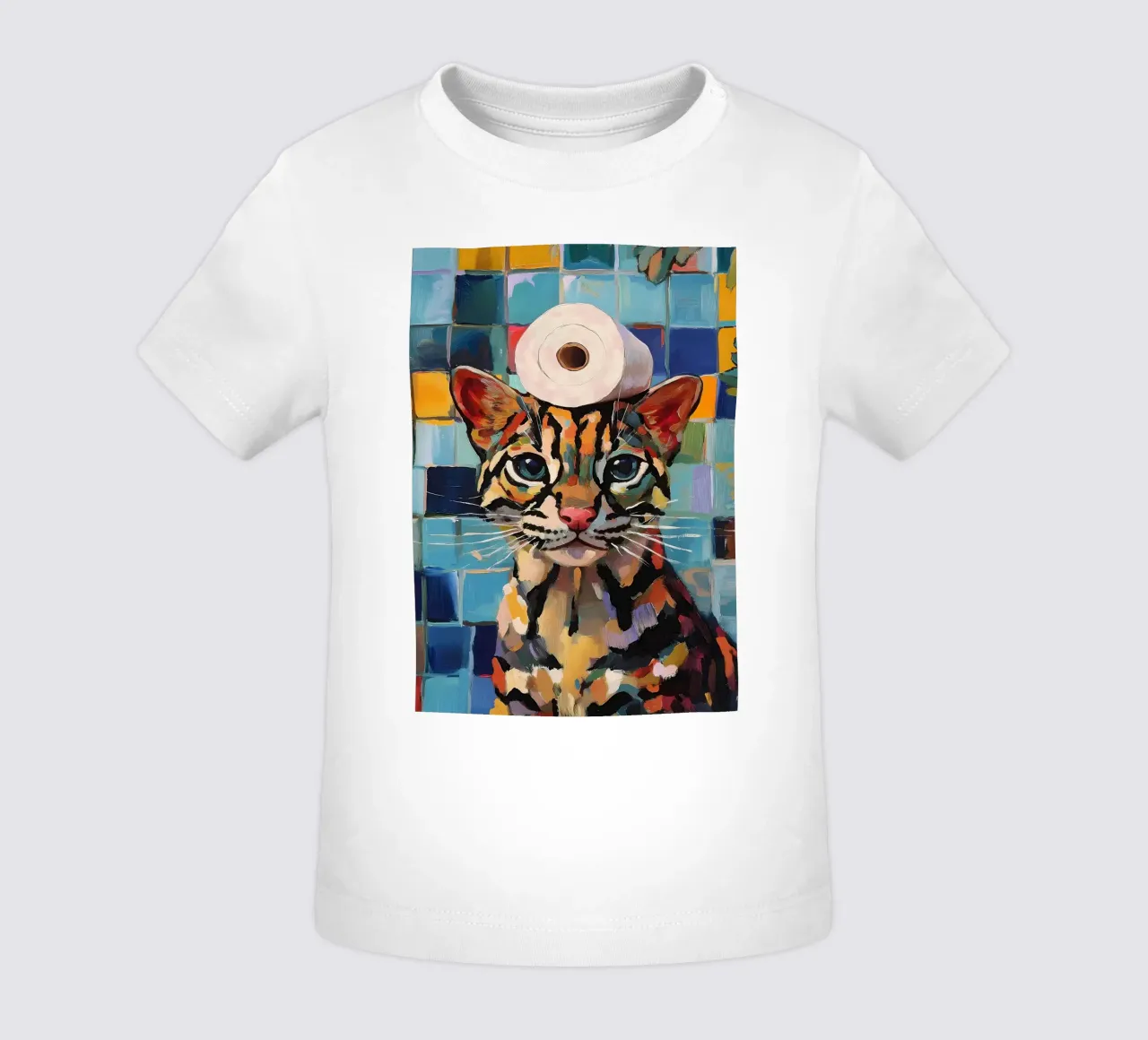 Cat with Toilet Paper baby t-shirt by Adrian Patel