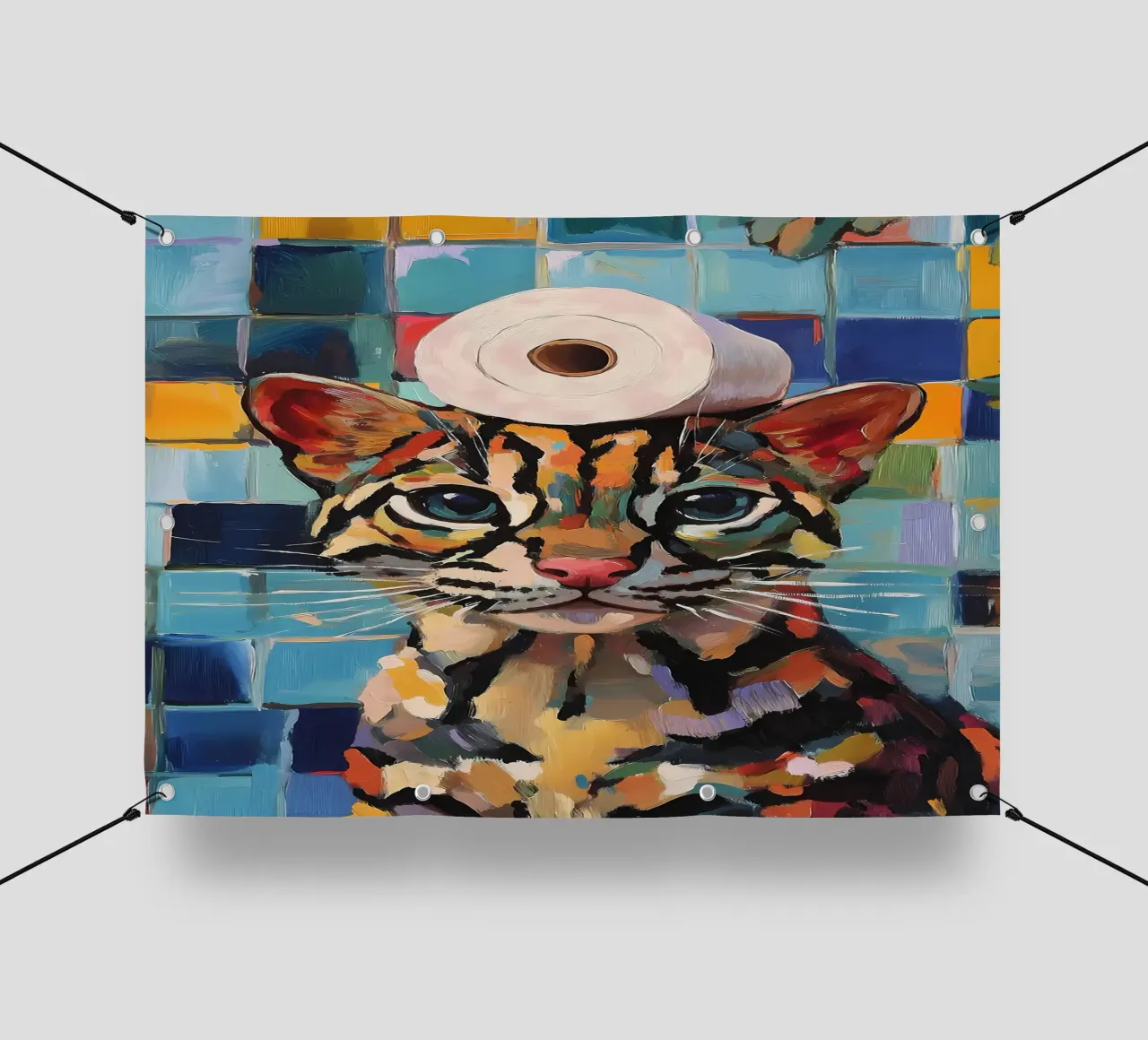 Gatto con carta igienica telo in pvc da Adrian Patel