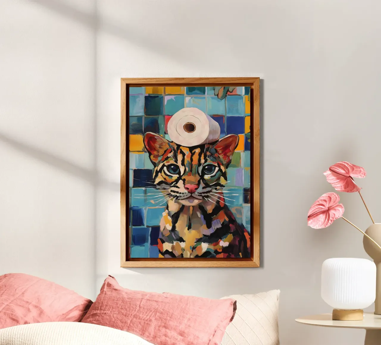 Cat with Toilet Paper alu-dibond by Adrian Patel