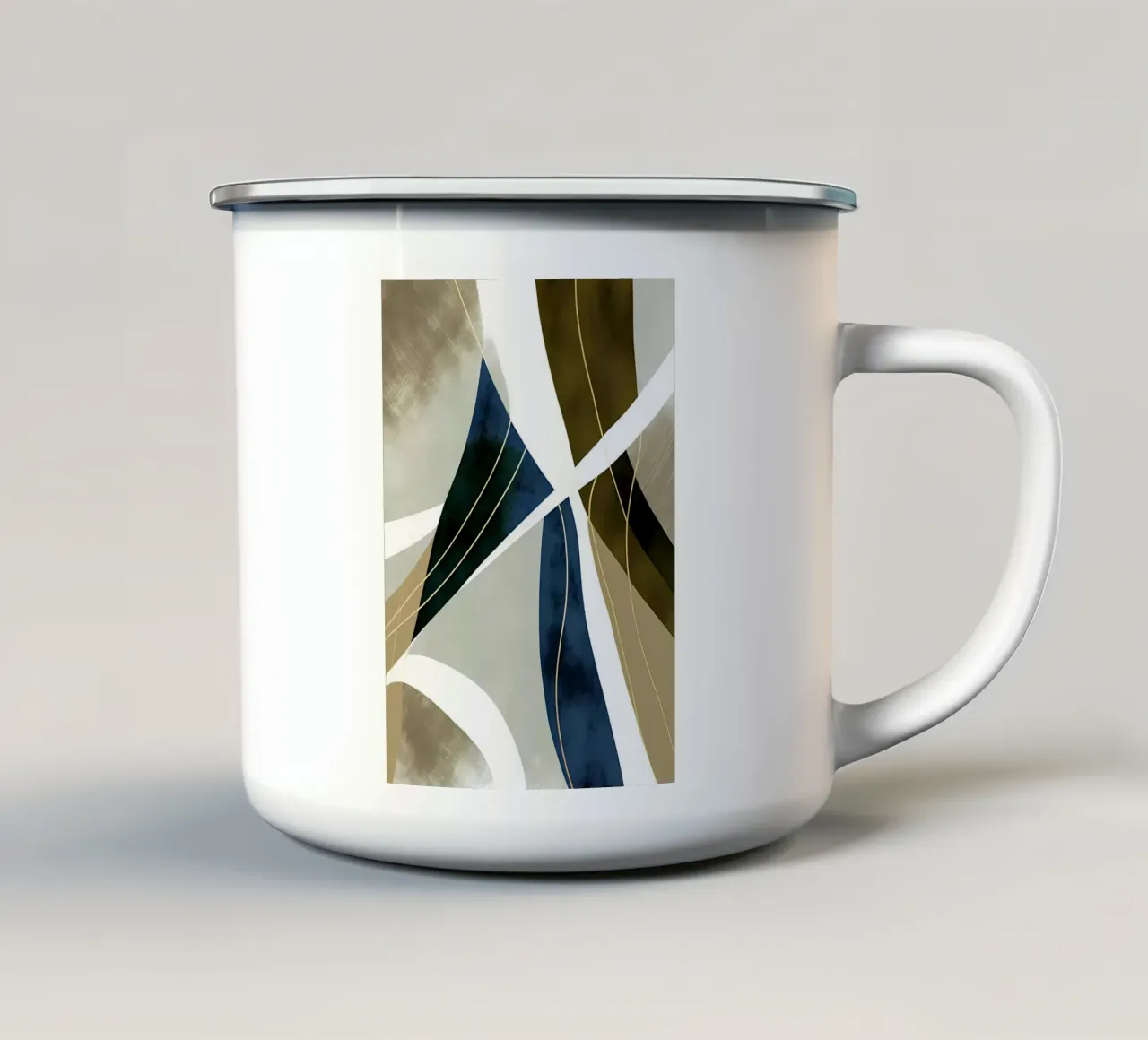 Blauw Goud Abstracte Kunst emaille mok van Aiden Garcia