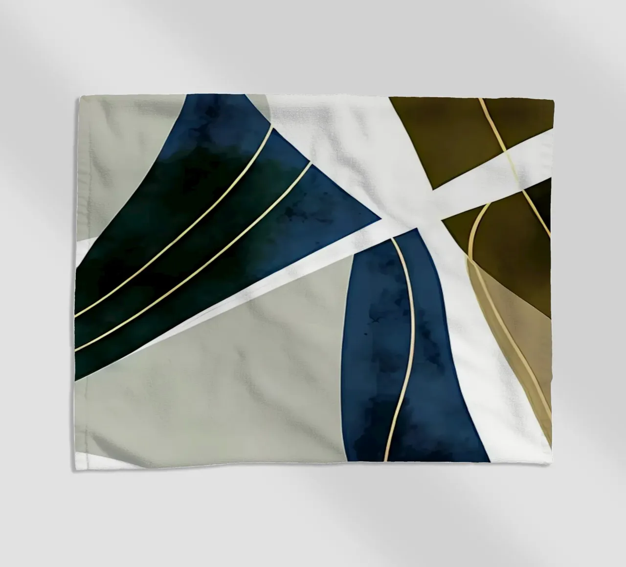 Blauw Goud Abstracte Kunst strandhanddoek van Aiden Garcia
