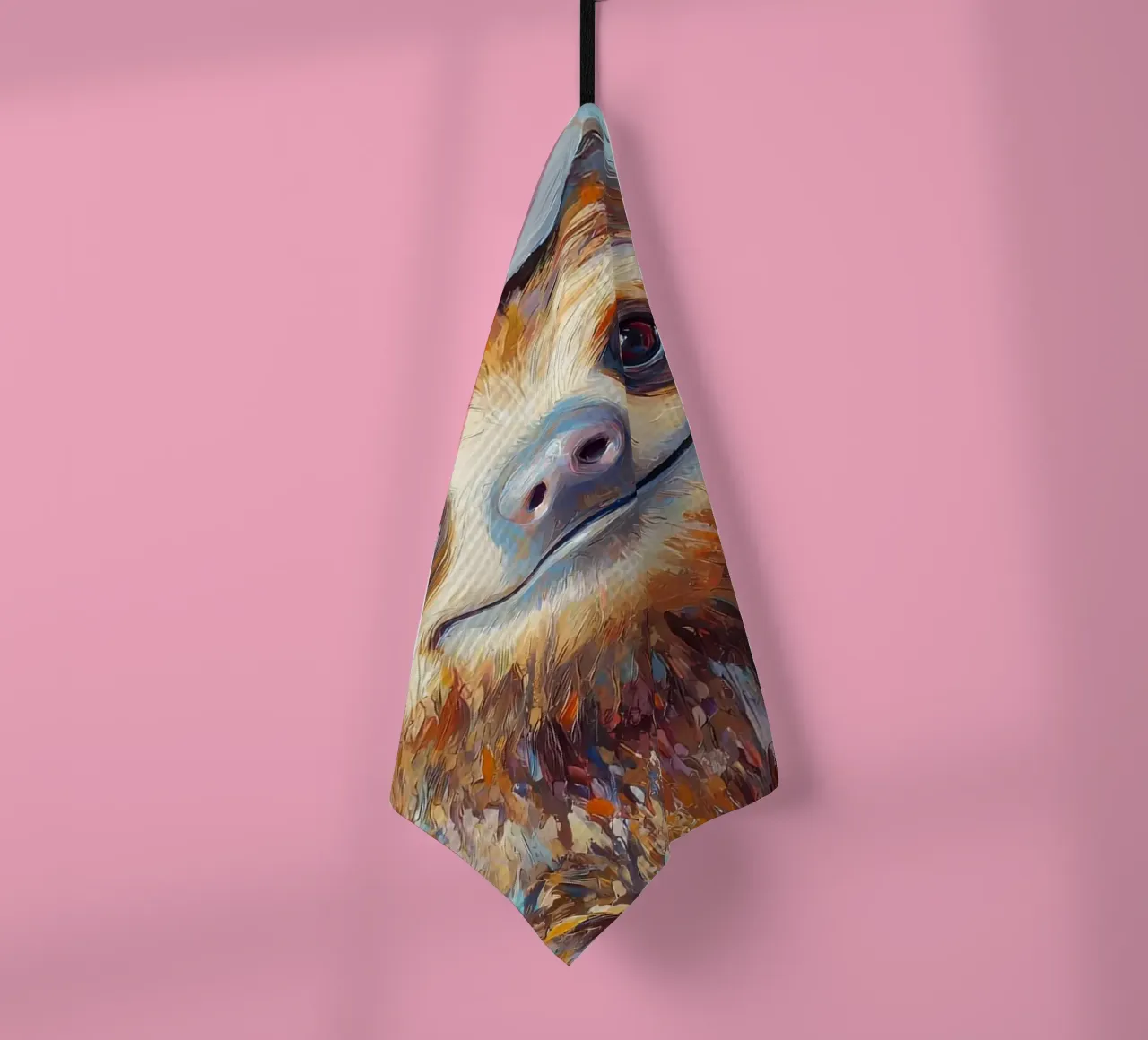 Sloth with Toilet Paper Hat tea towel by Adrian Patel