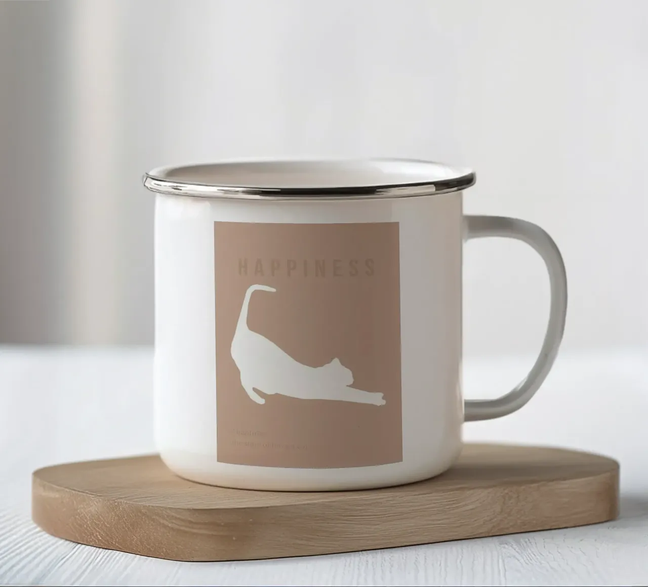 LA FELICITÀ È AVERE UN GATTO tazza in smalto da Bartosz Powalka