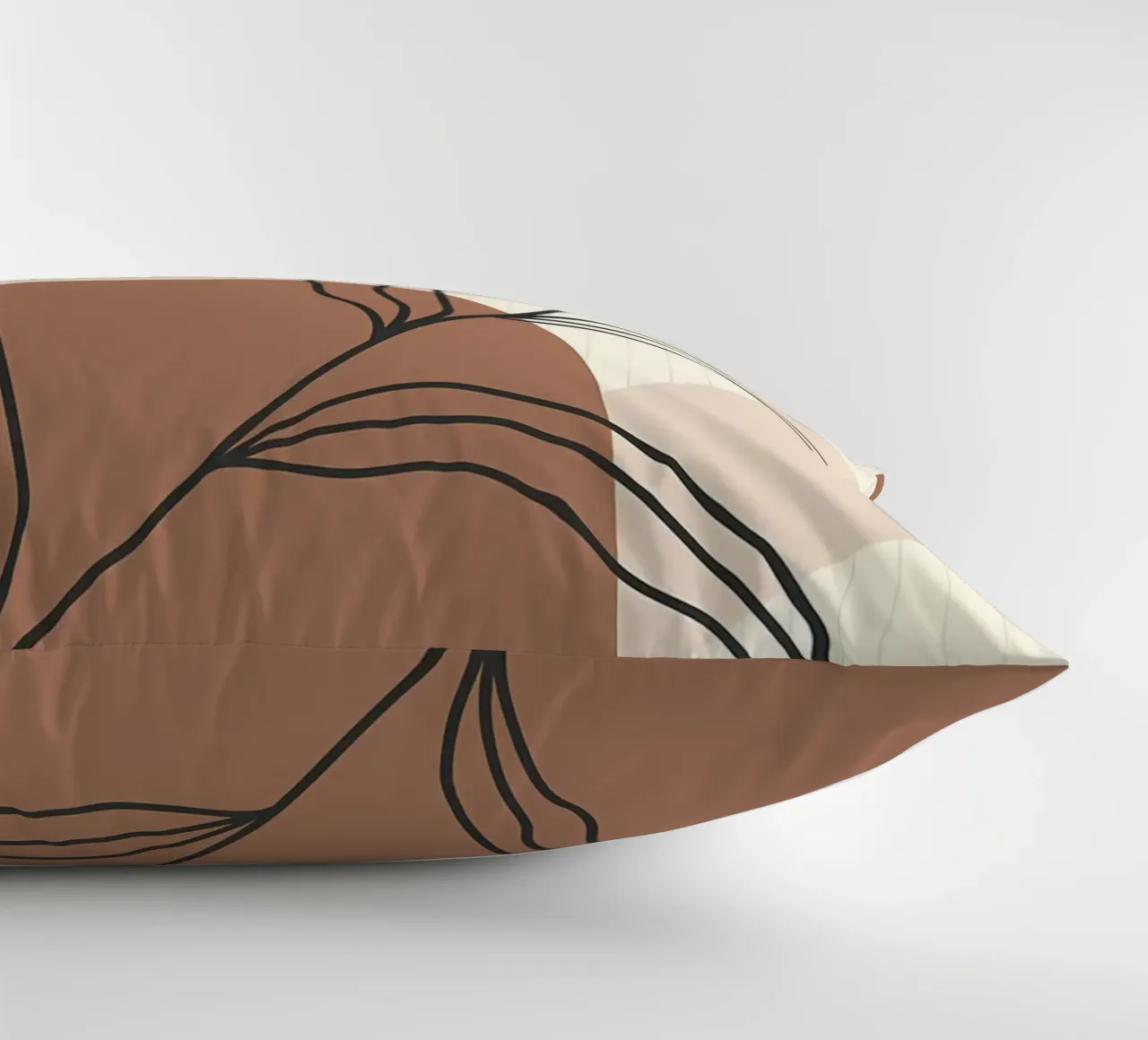 Modern leaf line art decorative cushion by Aiden Garcia