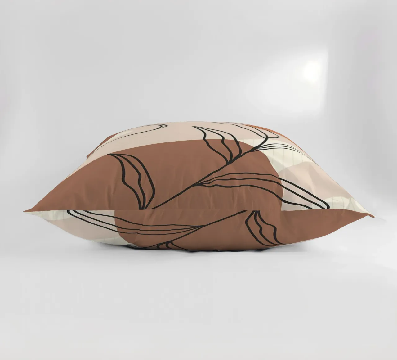 Modern leaf line art decorative cushion by Aiden Garcia