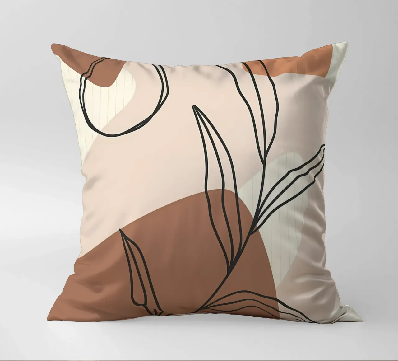 Modern leaf line art decorative cushion by Aiden Garcia