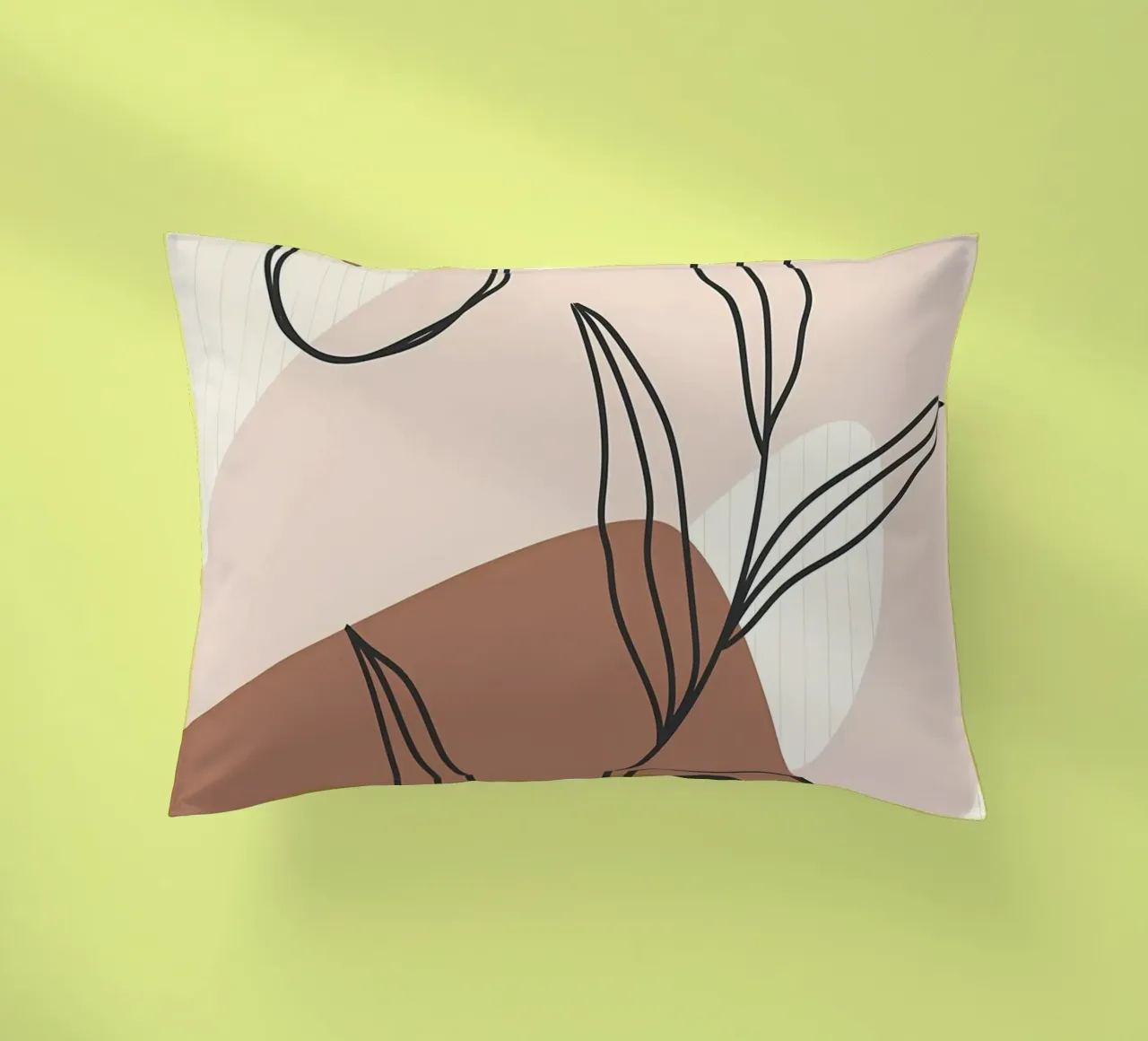 Modern leaf line art decorative cushion by Aiden Garcia