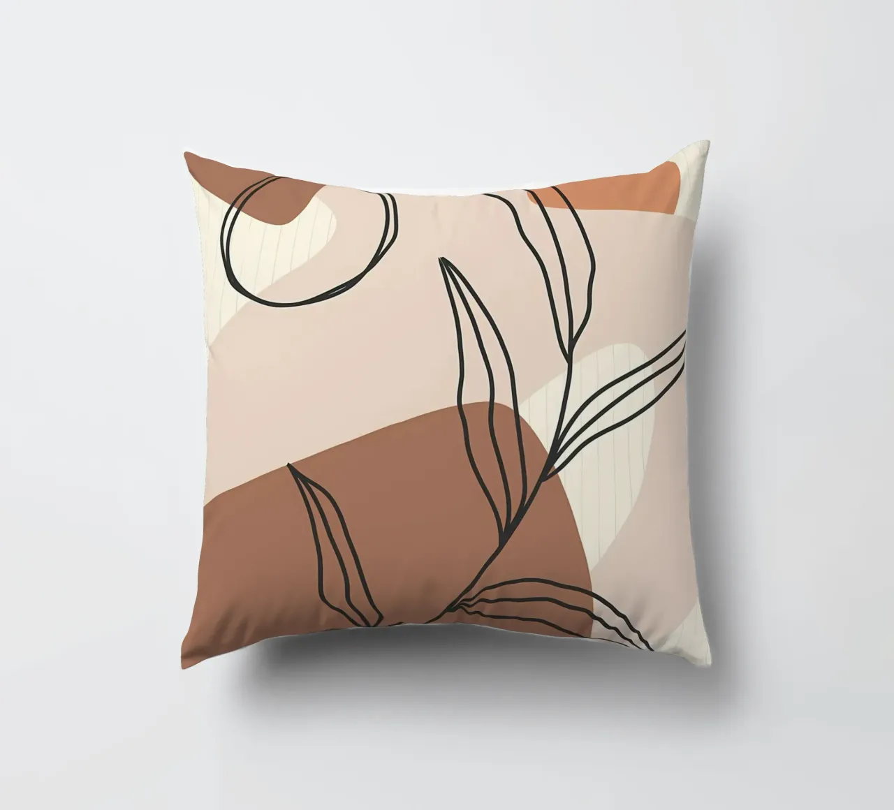 Modern leaf line art decorative cushion by Aiden Garcia