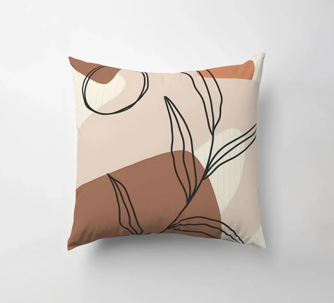 Modern leaf line art decorative cushion by Aiden Garcia