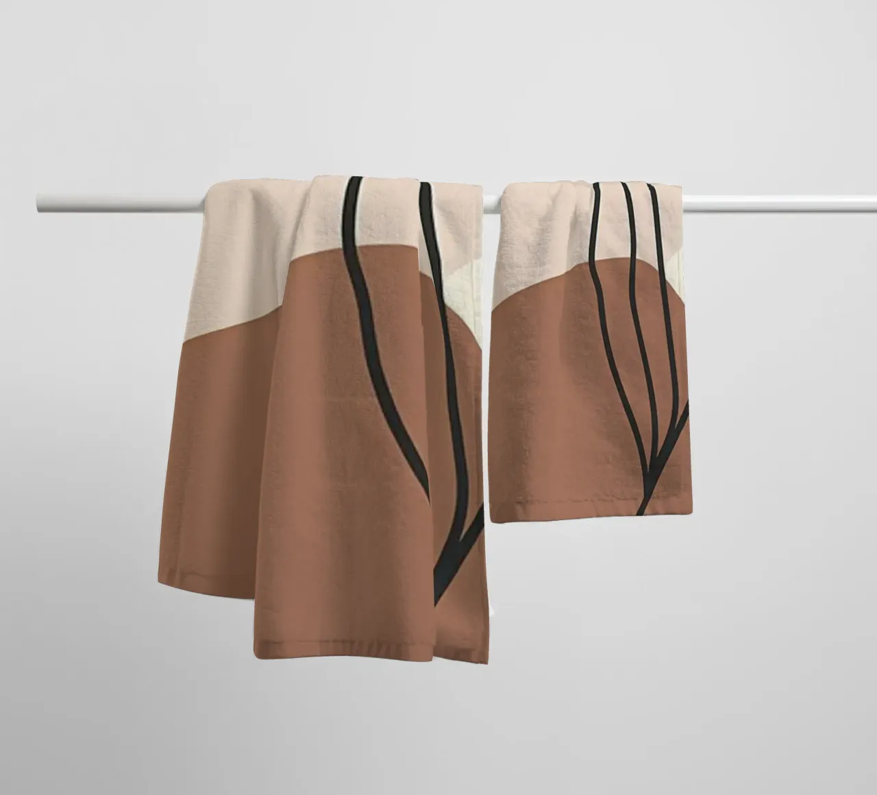 Modern leaf line art towel by Aiden Garcia