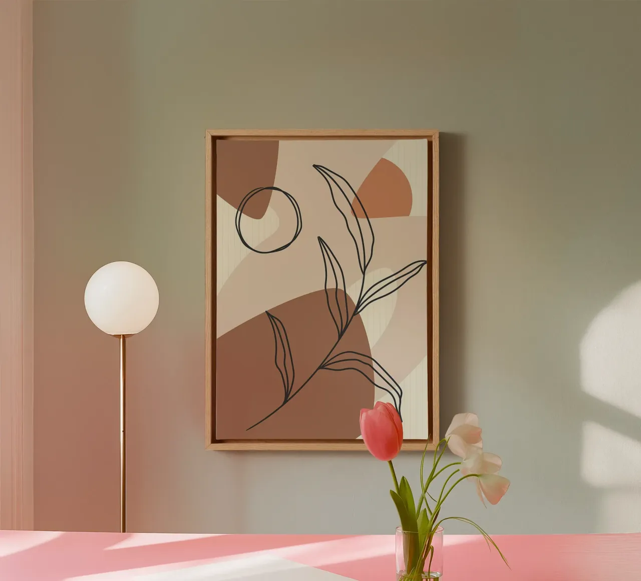 Modern leaf line art canvas by Aiden Garcia