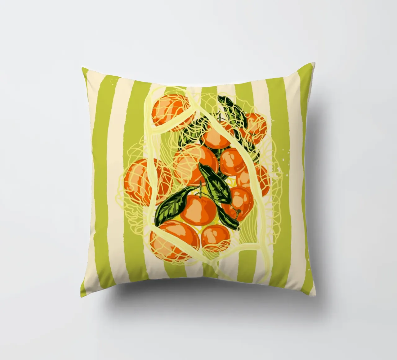 Retro-Mandarinen in Netztasche Kissen von EDMPROJECT