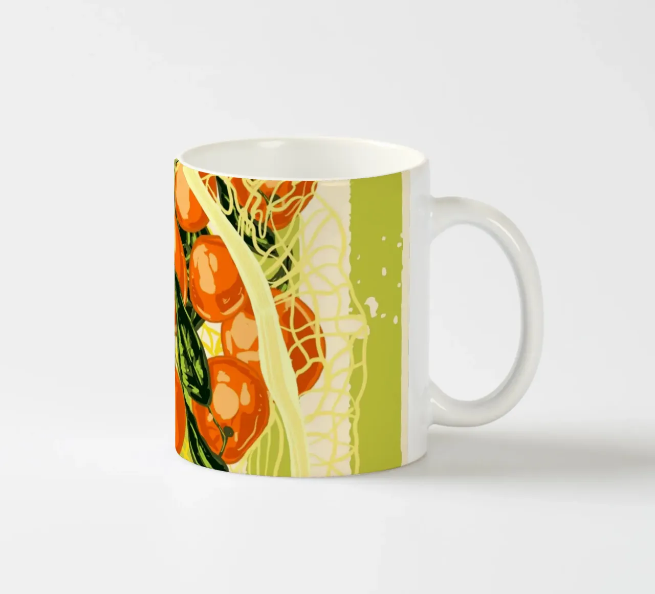 Retro-Mandarinen in Netztasche Keramik Tasse von EDMPROJECT