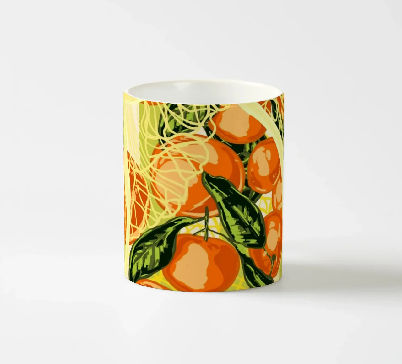 Retro-Mandarinen in Netztasche Keramik Tasse von EDMPROJECT