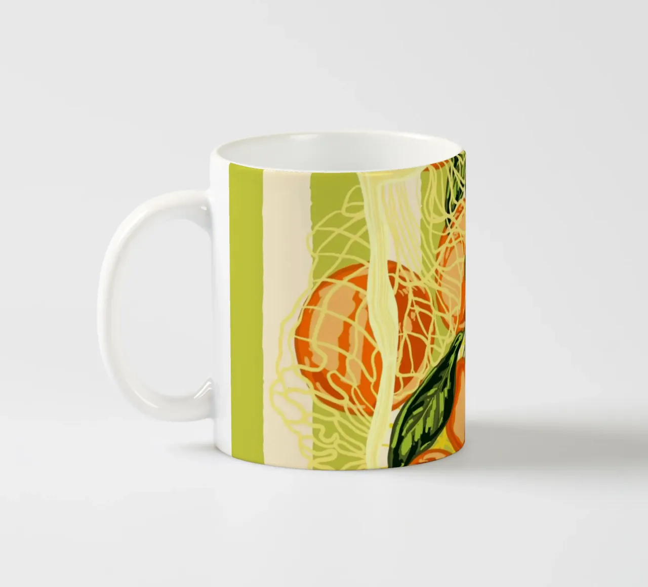 Retro-Mandarinen in Netztasche Keramik Tasse von EDMPROJECT