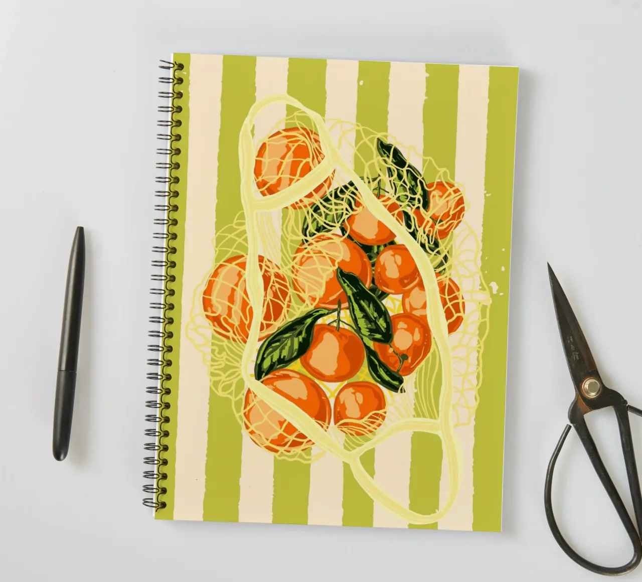 Retro Tangerines in Mesh Bag spiral notebook by EDMPROJECT