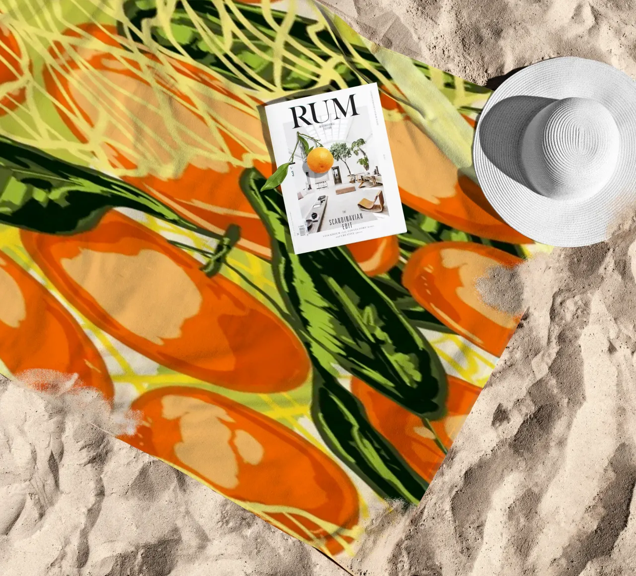 Mandarini retrò in borsa a rete telo mare da EDMPROJECT