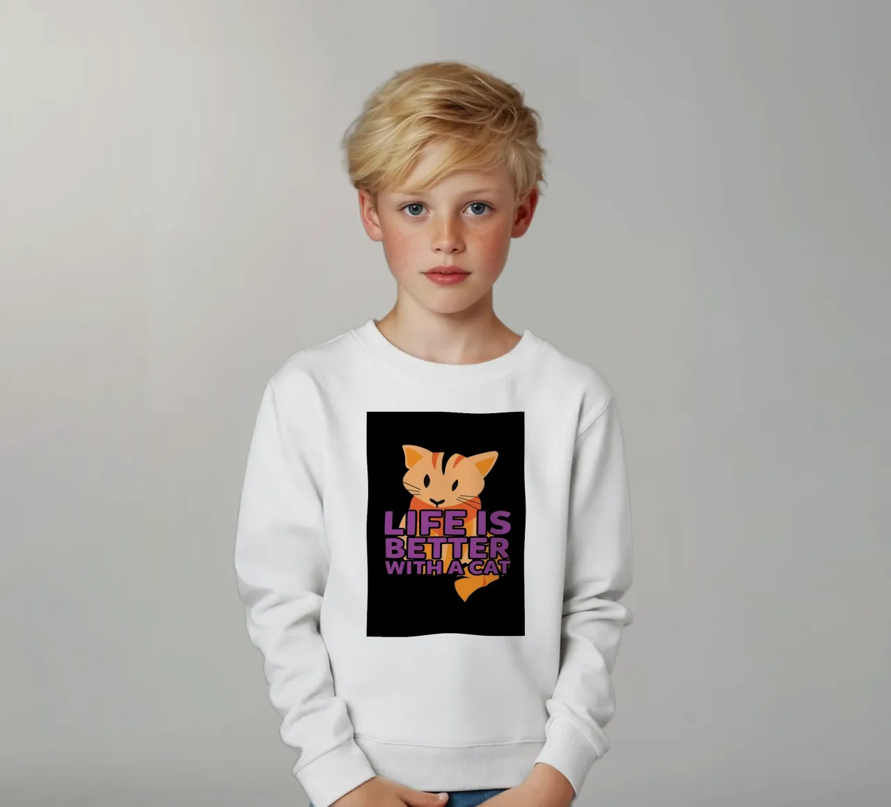 Mi piacciono molto i gatti Ok felpa bambino da Bartosz Powalka