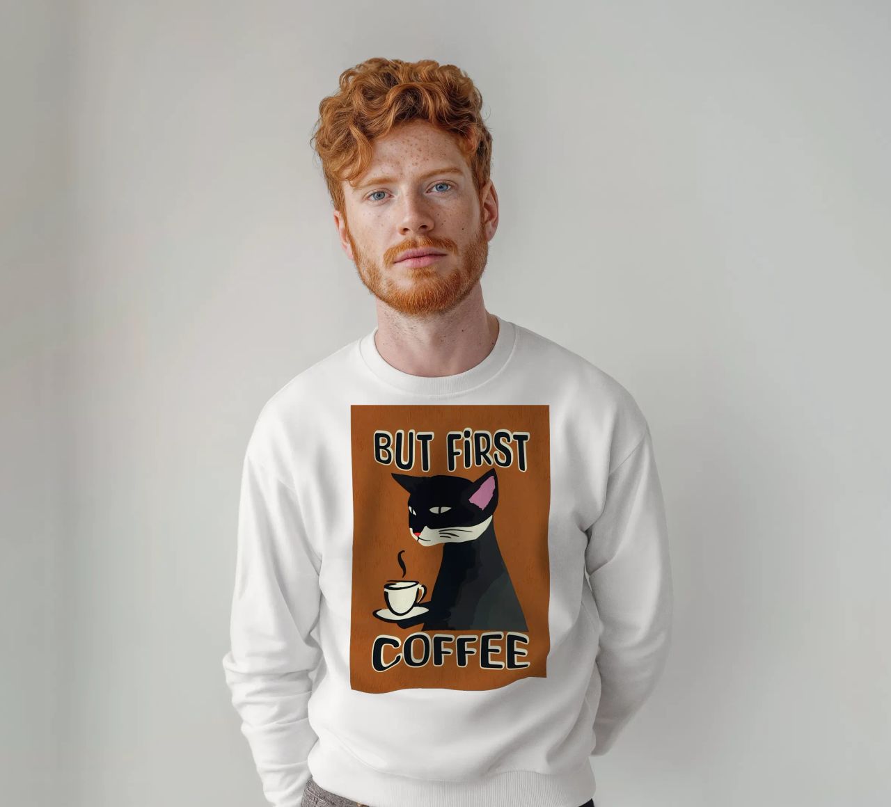 Gatto nero ma primo caffè felpa da Bartosz Powalka