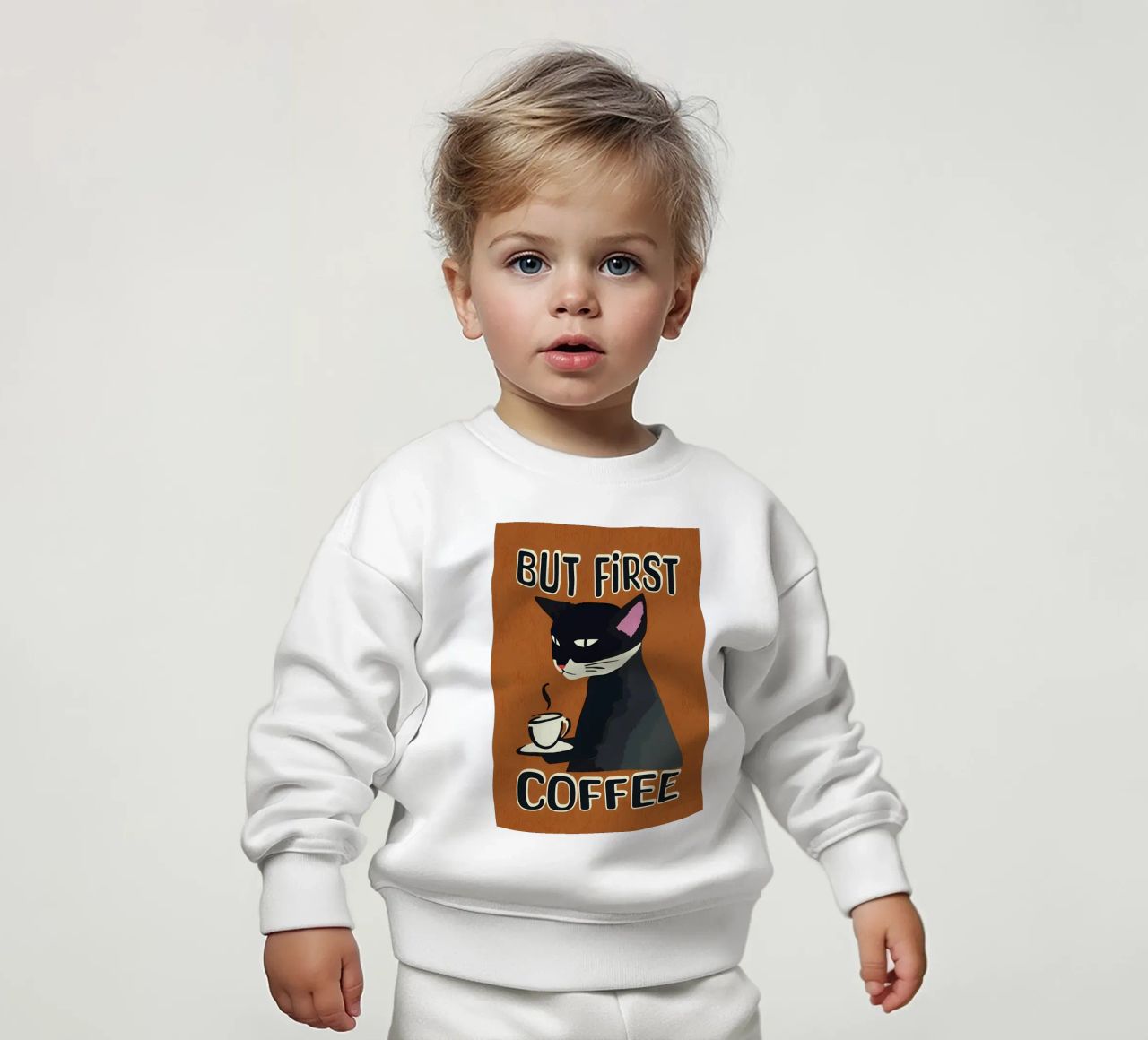 Gatto nero ma primo caffè felpa neonato da Bartosz Powalka