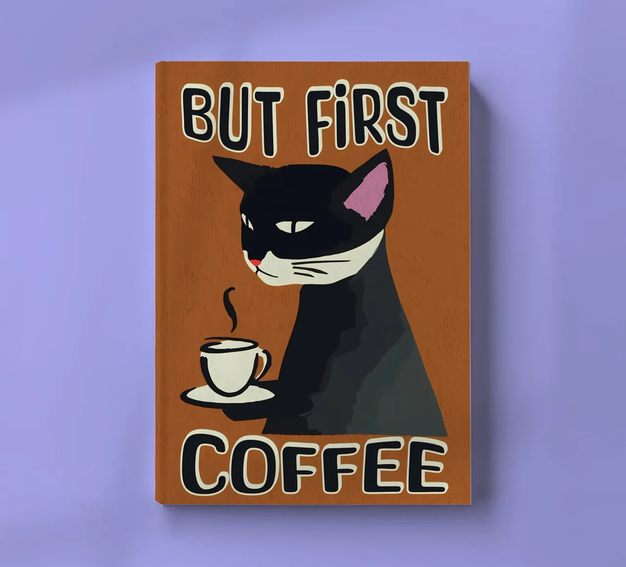 Black Cat But First Coffee notebook by Bartosz Powalka