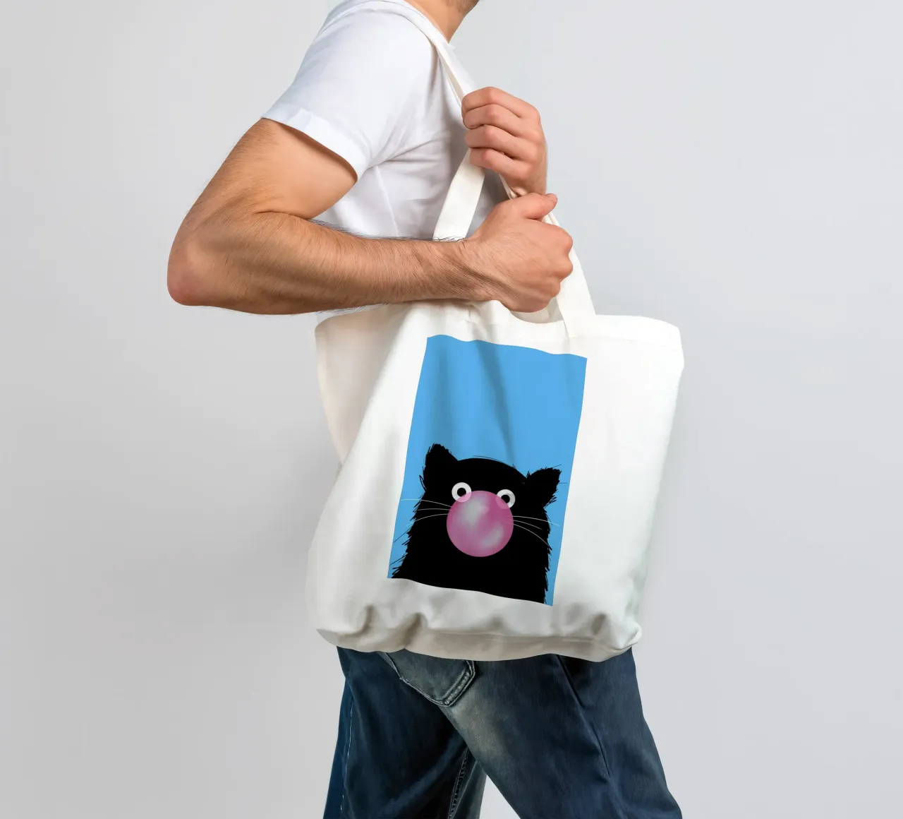 Cat Bubble borsa in juta da Doozal