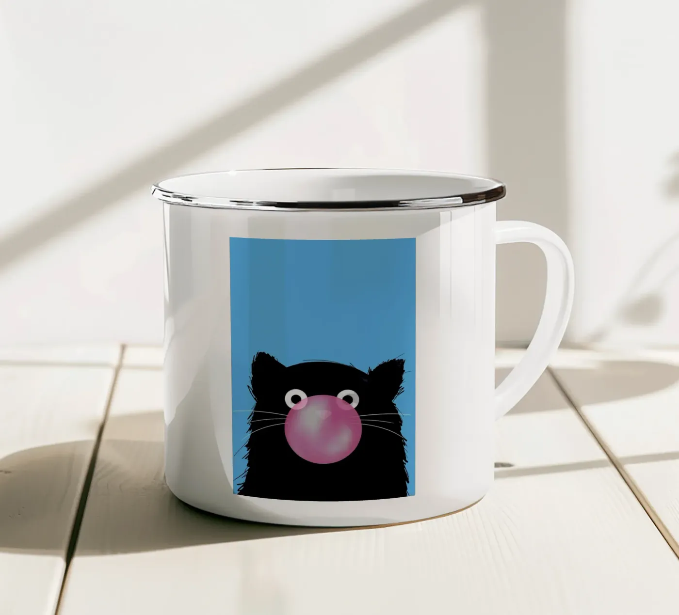 Cat Bubble enamel mug by Doozal