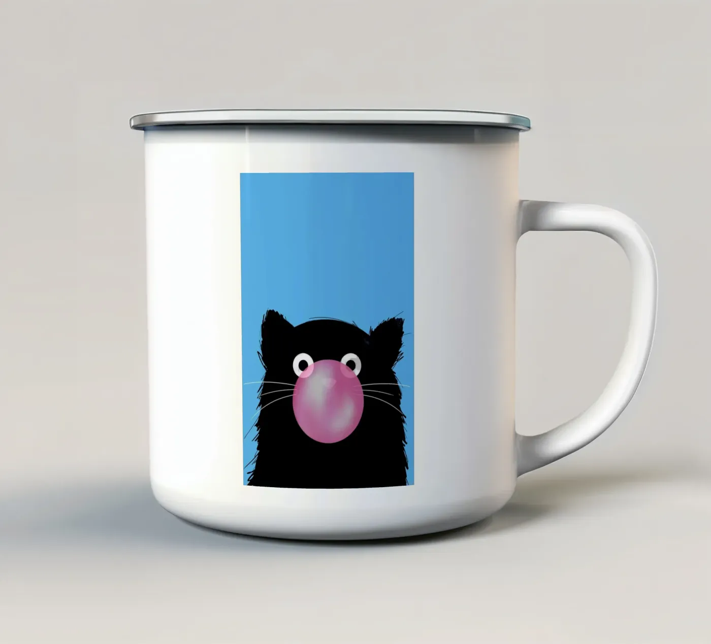 Cat Bubble enamel mug by Doozal