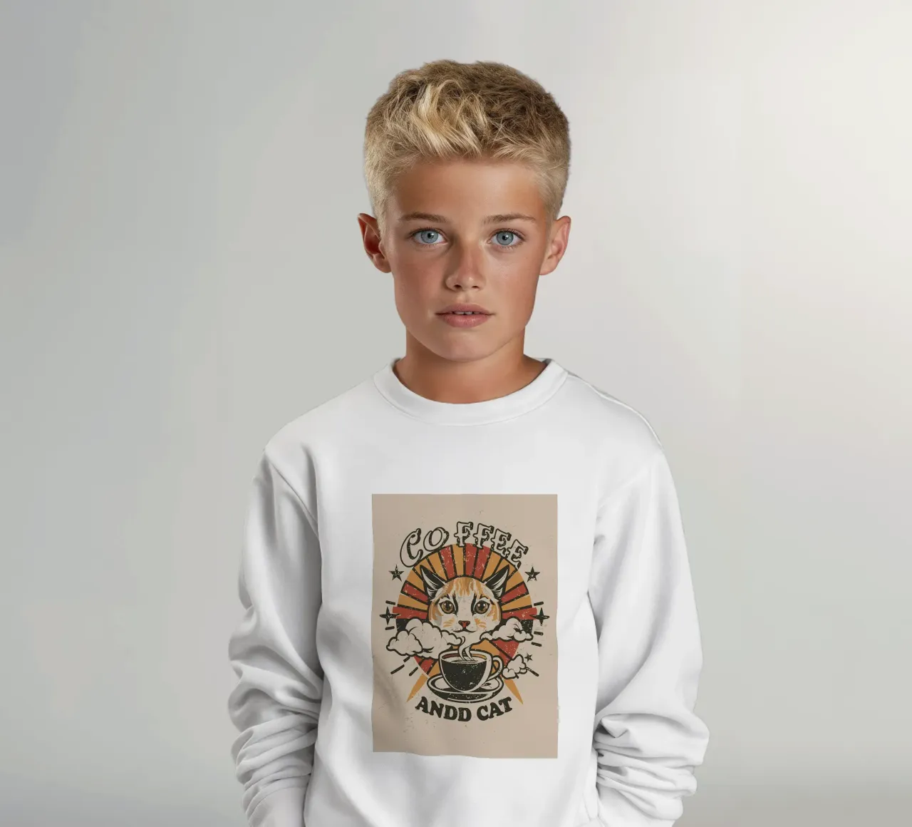 Caffè e gatto retrò felpa bambino da Bartosz Powalka