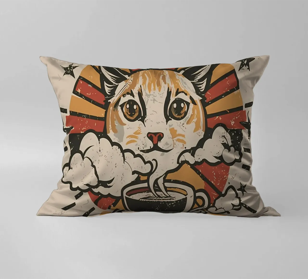 Caffè e gatto retrò cuscino da Bartosz Powalka