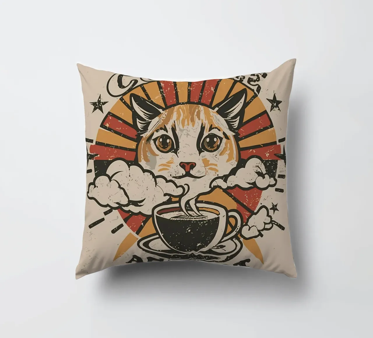 Caffè e gatto retrò cuscino da Bartosz Powalka