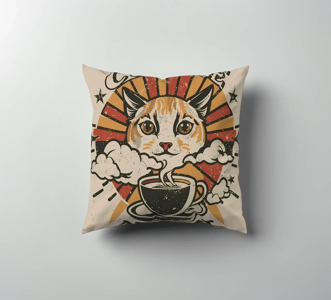 Caffè e gatto retrò cuscino da Bartosz Powalka