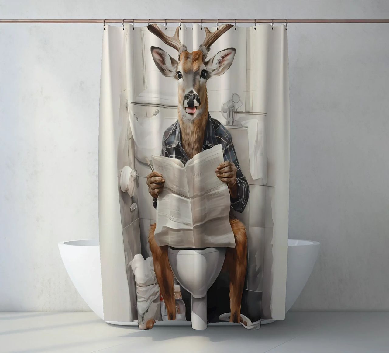 Deer Badezimmer Dekor Duschvorhang von Adrian Patel