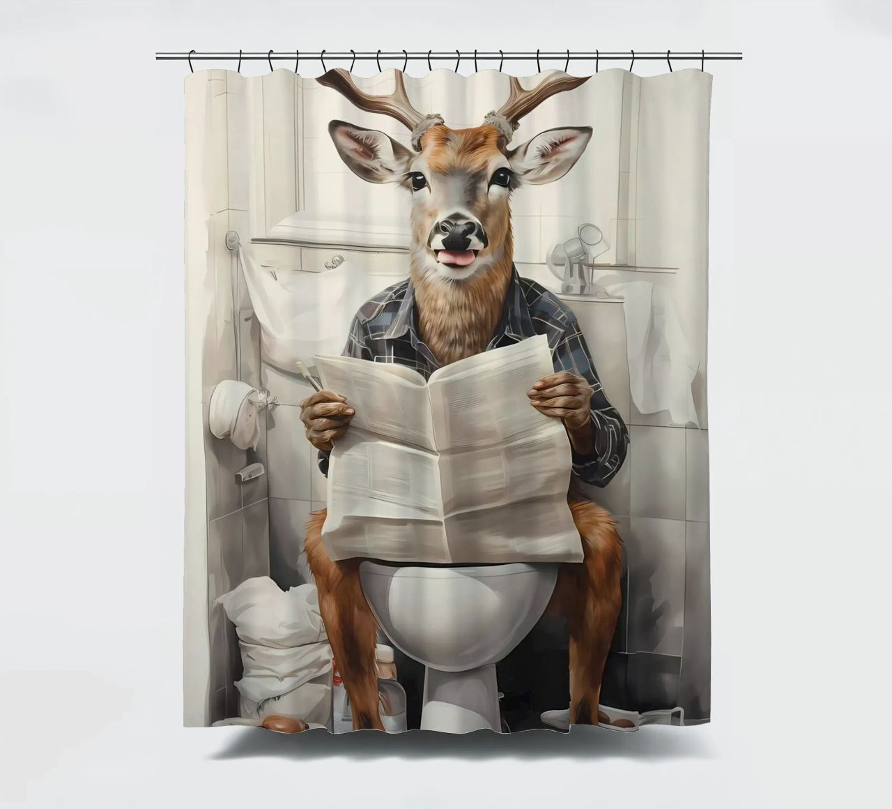 Deer Badezimmer Dekor Duschvorhang von Adrian Patel
