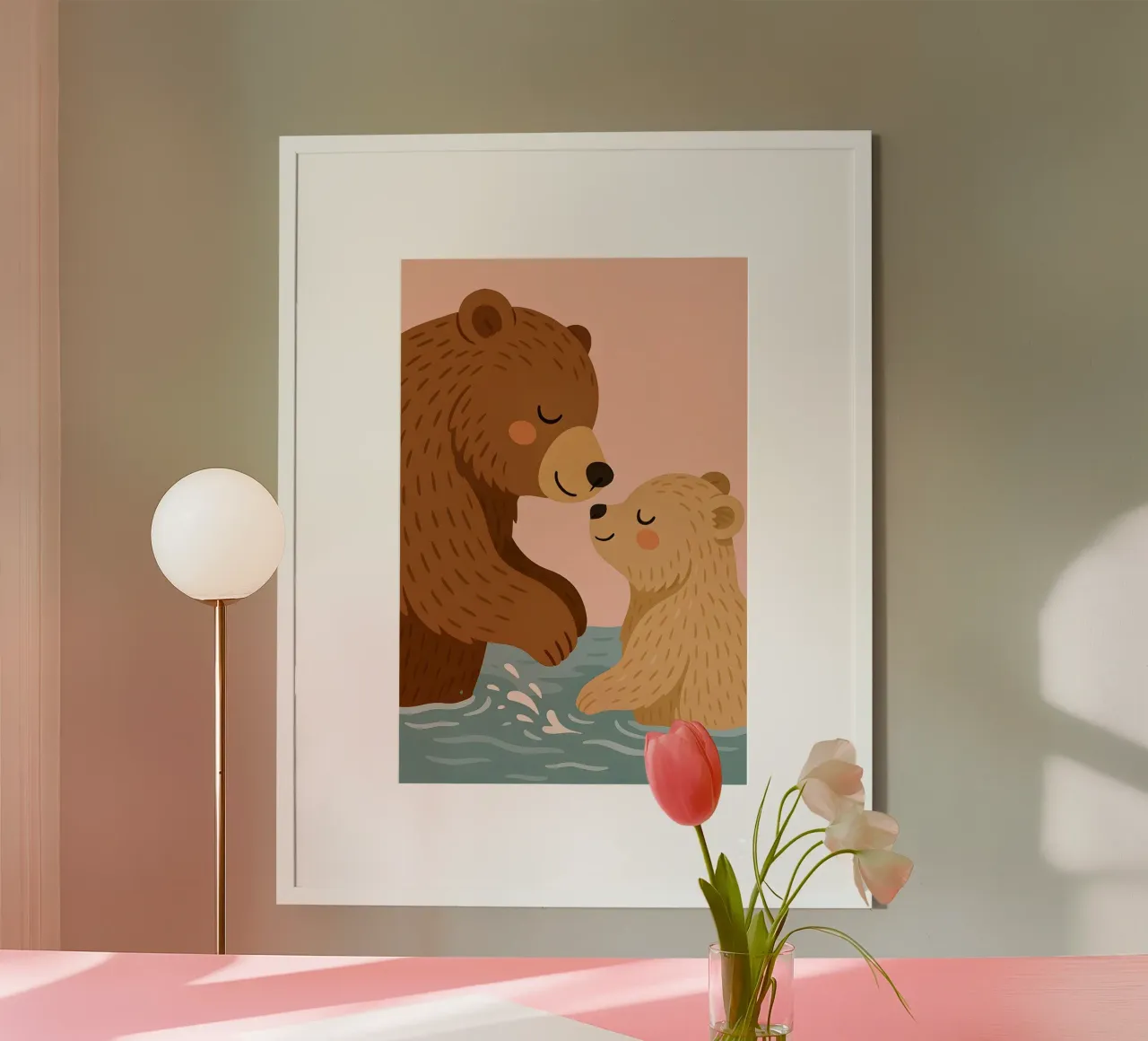 Niedliche Bärenfamilie Poster von Tiny Tails & Stripes