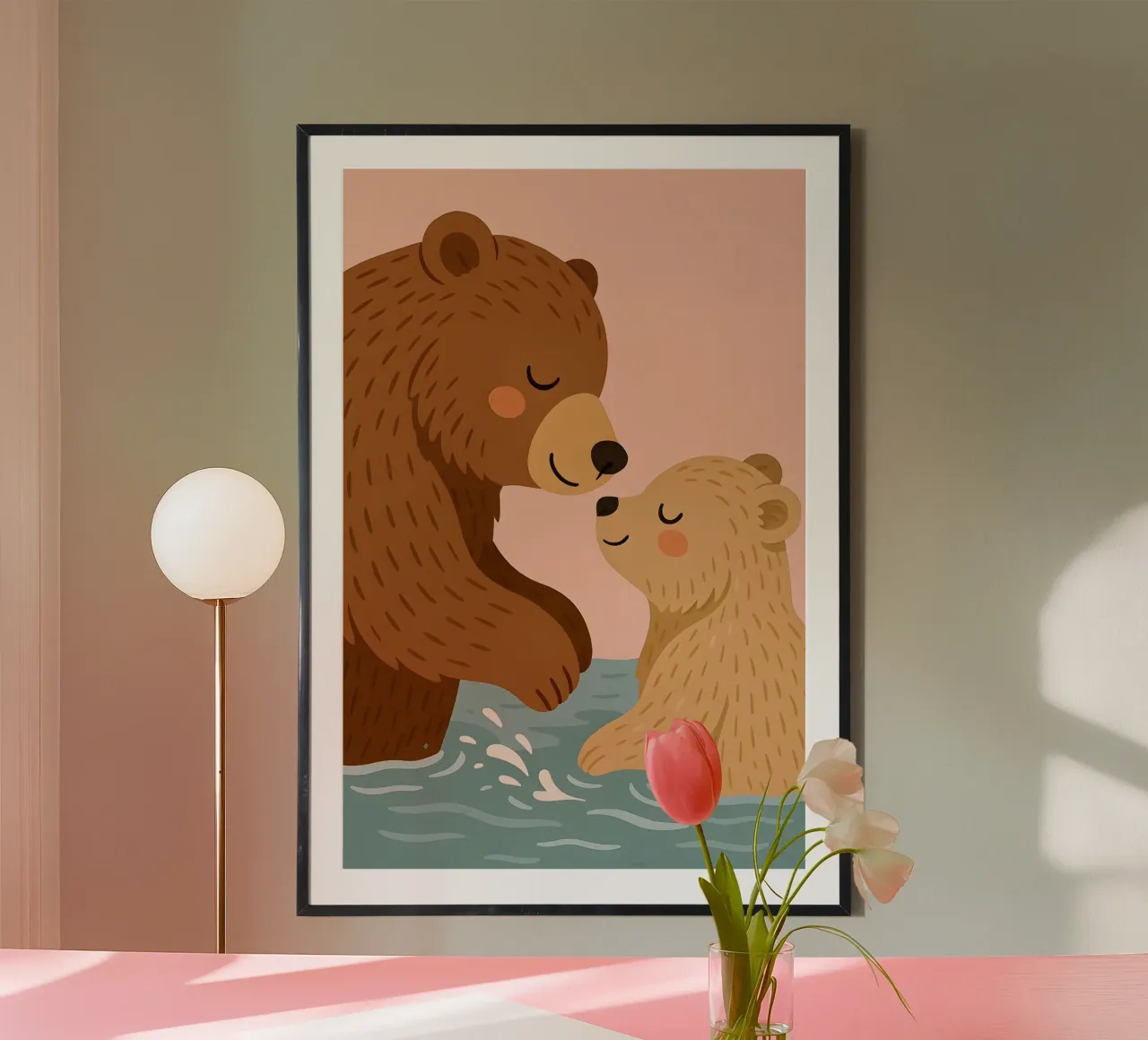 Niedliche Bärenfamilie Poster von Tiny Tails & Stripes