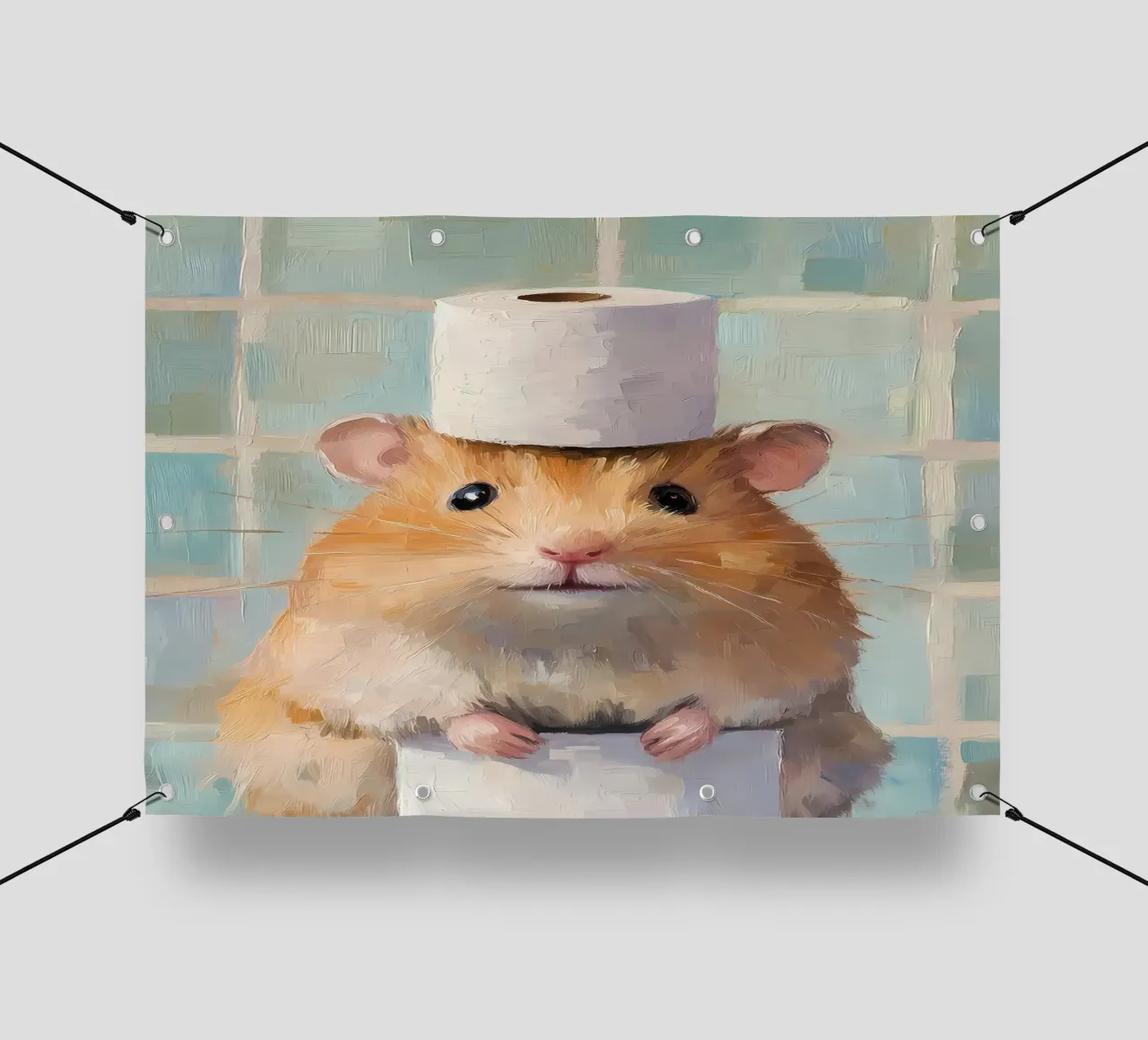 Hamster with Toilet Paper Hat pvc cover by Adrian Patel