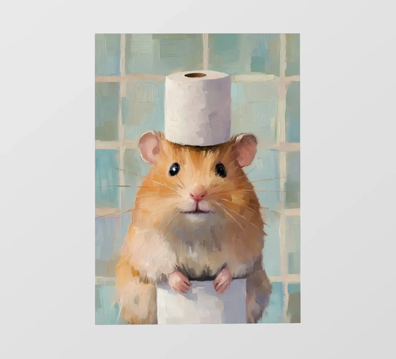 Hamster with Toilet Paper Hat pvc cover by Adrian Patel